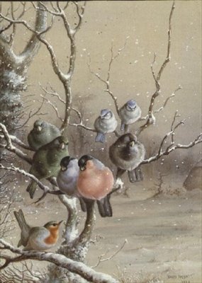 Pássaros num Ramo de Neve de Harry Bright