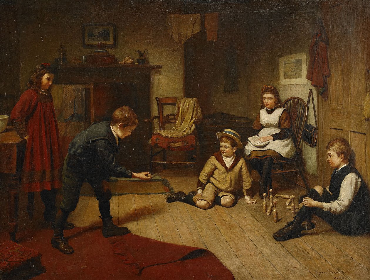 Crianças brincando no interior, 1893 de Harry Brooker