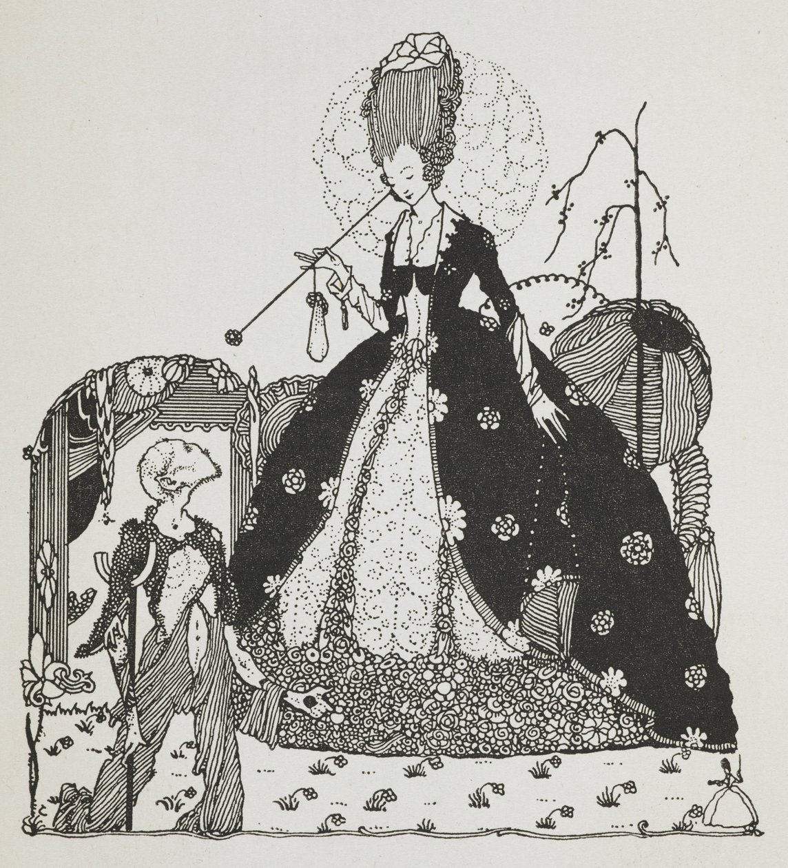 Uma senhora olha para um camponês que lhe pede dinheiro. de Harry Clarke