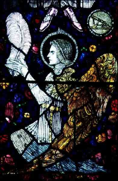 Angel, por Harry Clarke (1889-1931), século XX (vitral) (detalhe de 32286) de Harry Clarke