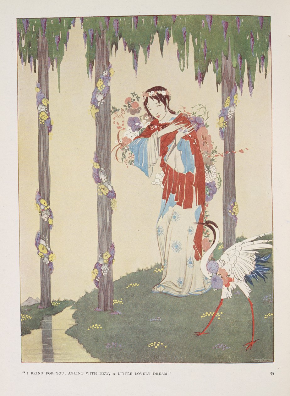 Canção do berço. "Eu trago para ti, brilhando com o orvalho,
 um pequeno sonho encantador" de Harry Clarke
