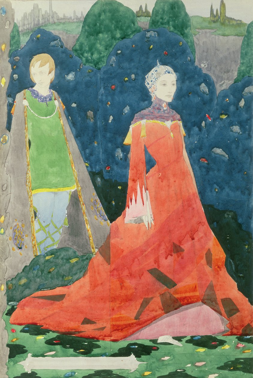 Design para Genebra Janela mostrando a condessa Cathleen (wc no papel) de Harry Clarke