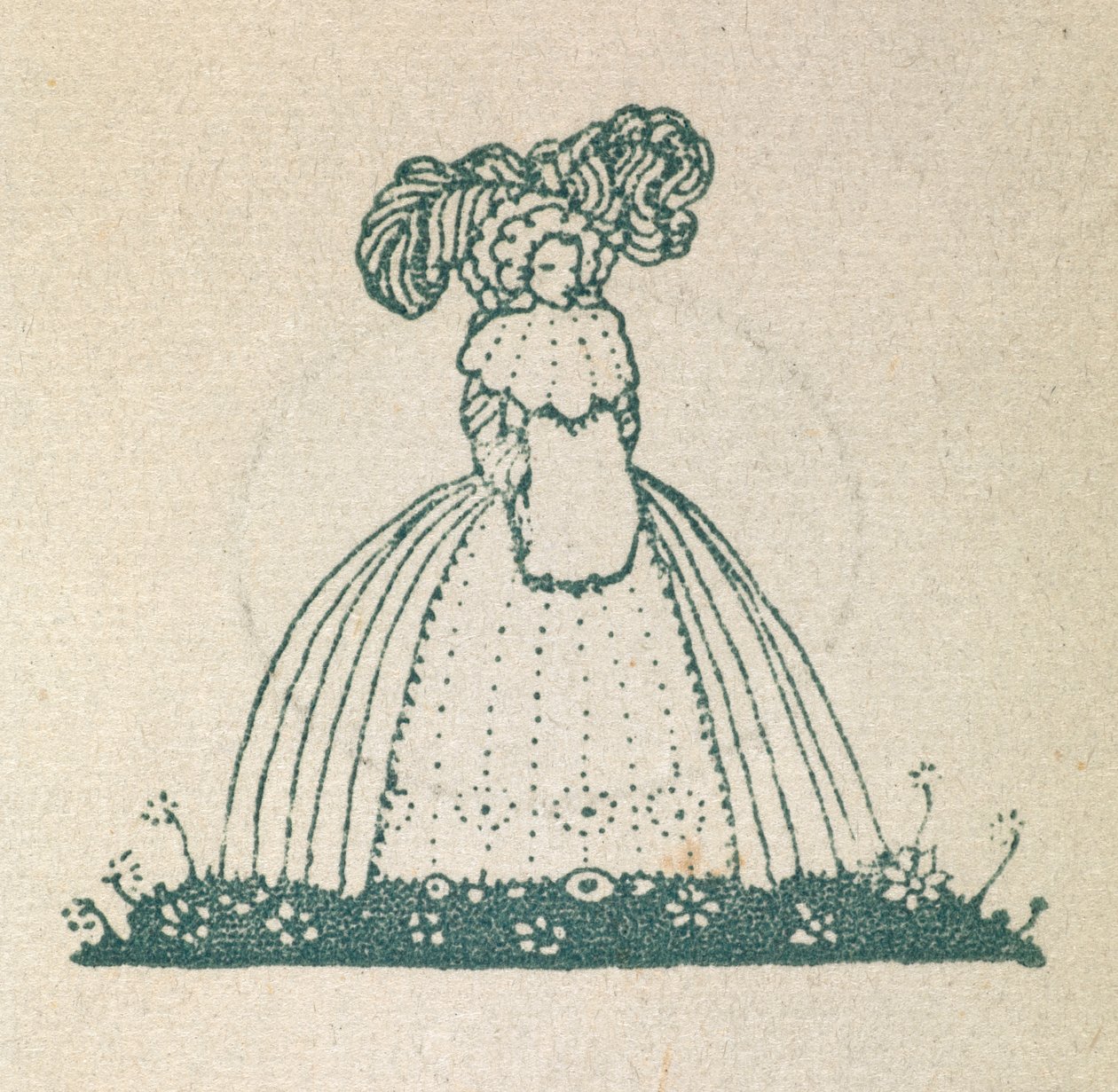 Ilustração de uma mulher com um vestido grande. de Harry Clarke