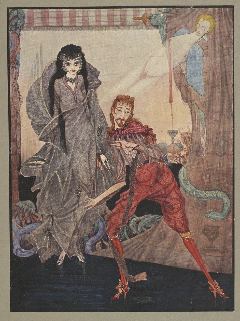 Lady Ligeia.
"Ligeia" é um conto de Edgar Allan Poe. A história segue um narrador sem nome e a sua esposa Ligeia, uma mulher bonita e inteligente de cabelo corvo. Ela adoece, compõe "O Verme Conquistador" e cita versos atribuídos a Joseph Glanvi de Harry Clarke