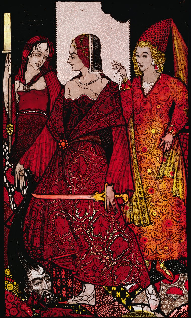 Rainhas que cortam os porcos de Glanna ... Ilustração de Harry Clarke de &39;Queens&39; por JM Synge de Harry Clarke