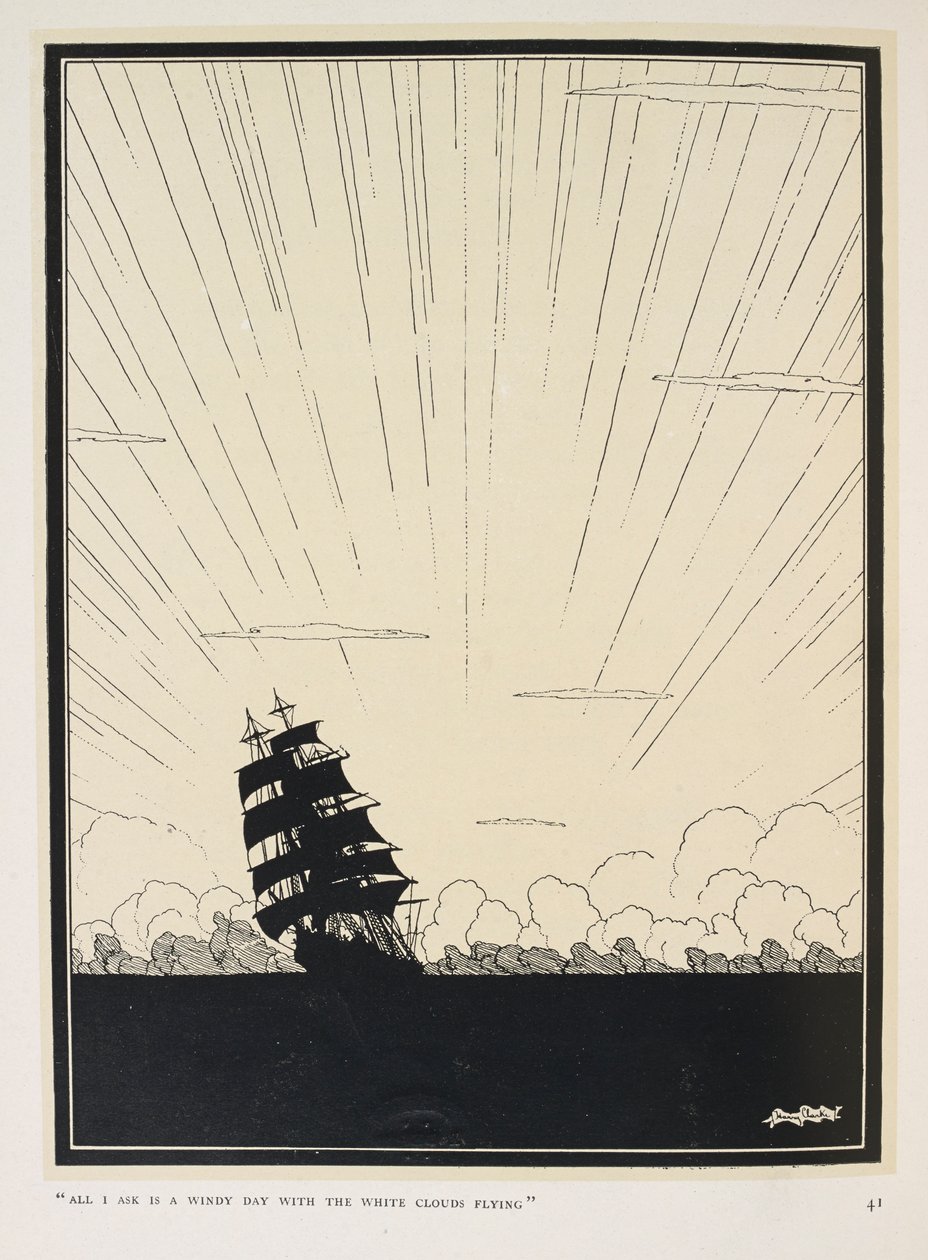 Febre do mar. "Tudo o que eu peço é um dia de vento
 com as nuvens brancas a voar" de Harry Clarke