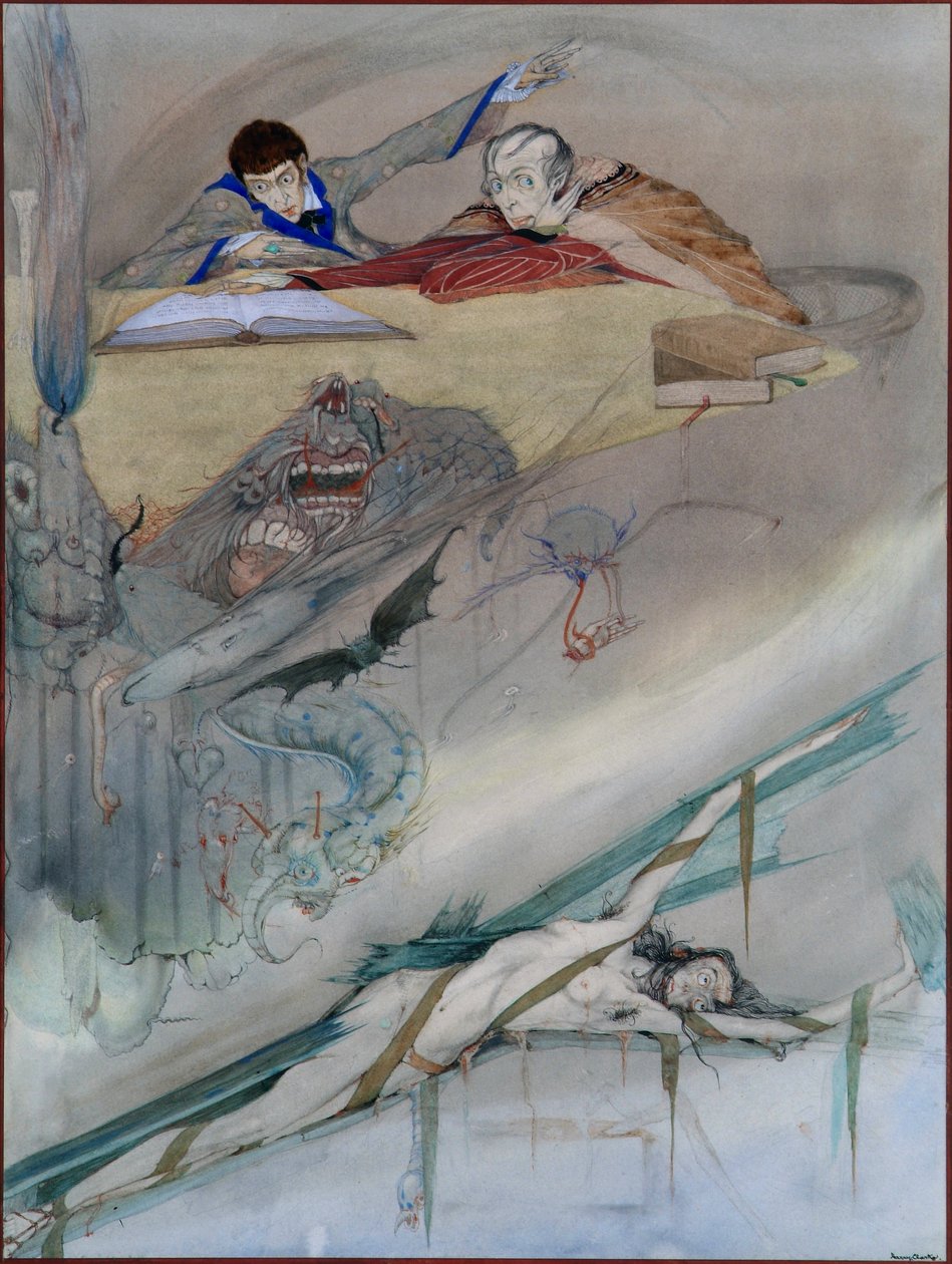 A queda da casa de Usher, 1923 (lápis e wc) de Harry Clarke