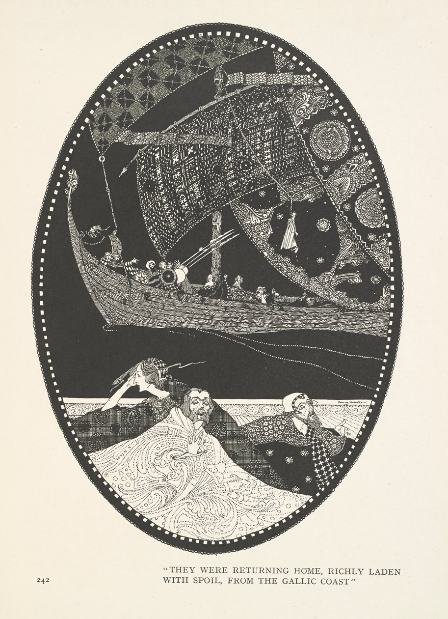 A Filha do Rei dos Pântanos. Regressavam a casa, ricamente carregados de despojos, vindos da Costa da Gália. de Harry Clarke
