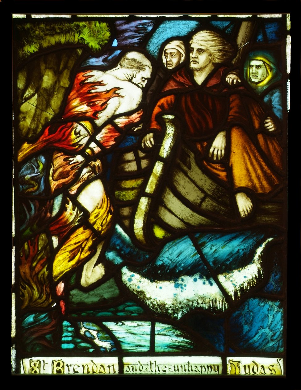 O Encontro de São Brendan com o infeliz Judas, 1911, vitral de Harry Clarke (1889-1931) de Harry Clarke