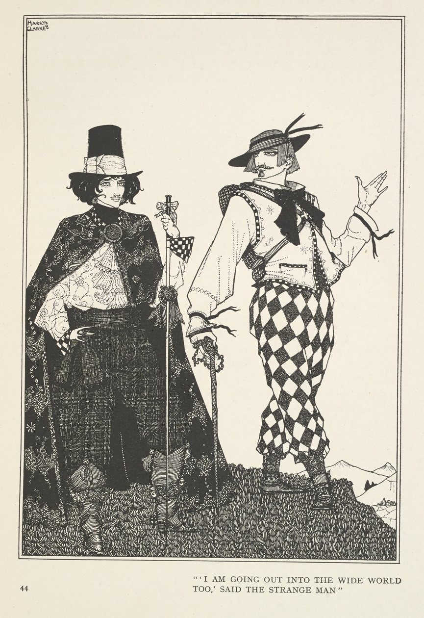 O companheiro de viagem
"Eu também vou para o vasto Mundo", disse o homem estranho. de Harry Clarke