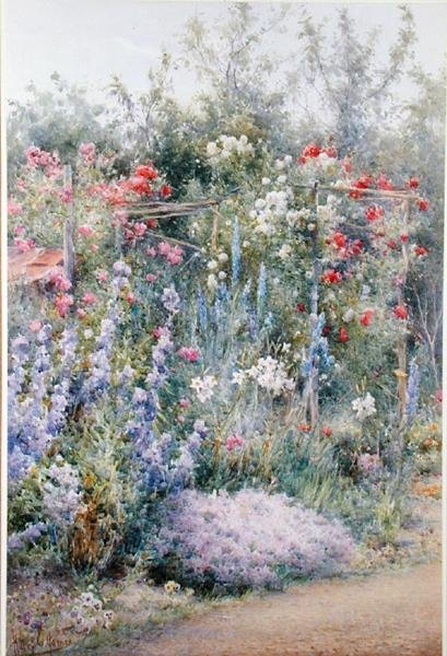 Esquina de um Jardim de Verão (aguarela sobre papel) de Harry E. James