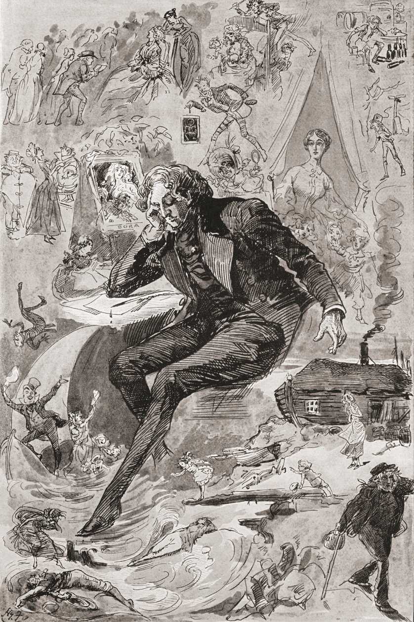 David Copperfield. Ilustração de Harry Furniss para o romance de Charles Dickens David Copperfield, de The Testimonial Edition, publicado em 1910. de Harry Furniss