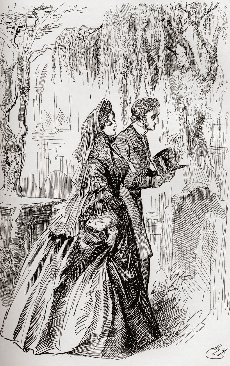 Estella e Pip. "Não vi sombra de outra despedida dela." de Harry Furniss
