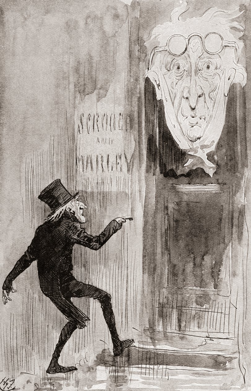 Ilustração para um conto de Natal de The Christmas Books de Charles Dickens de Harry Furniss