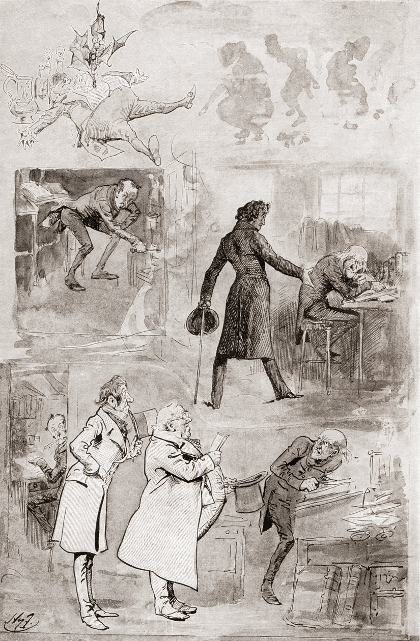 Ilustração para um conto de Natal de The Christmas Books de Charles Dickens de Harry Furniss