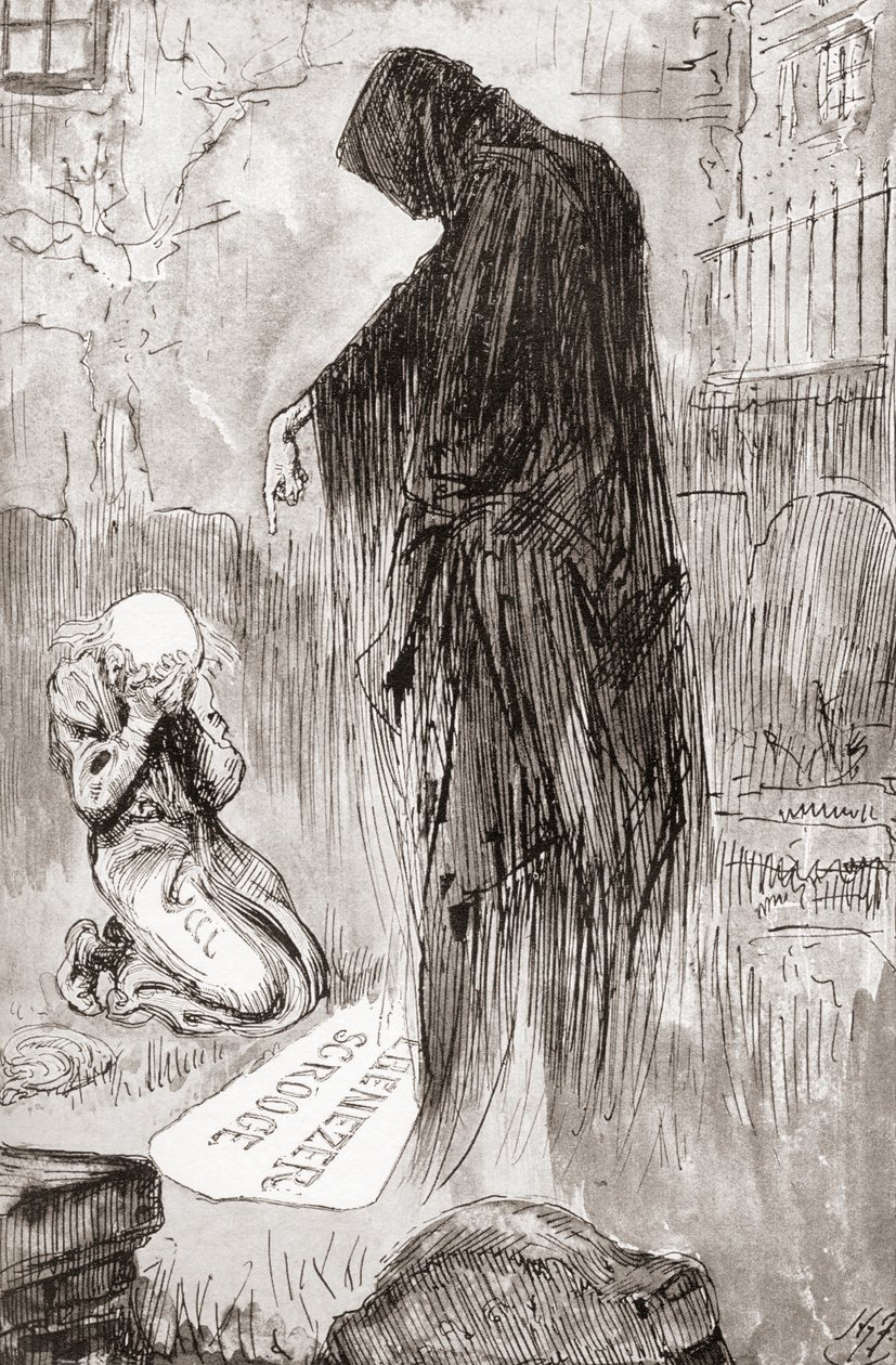 Ilustração para um conto de Natal de The Christmas Books de Charles Dickens de Harry Furniss