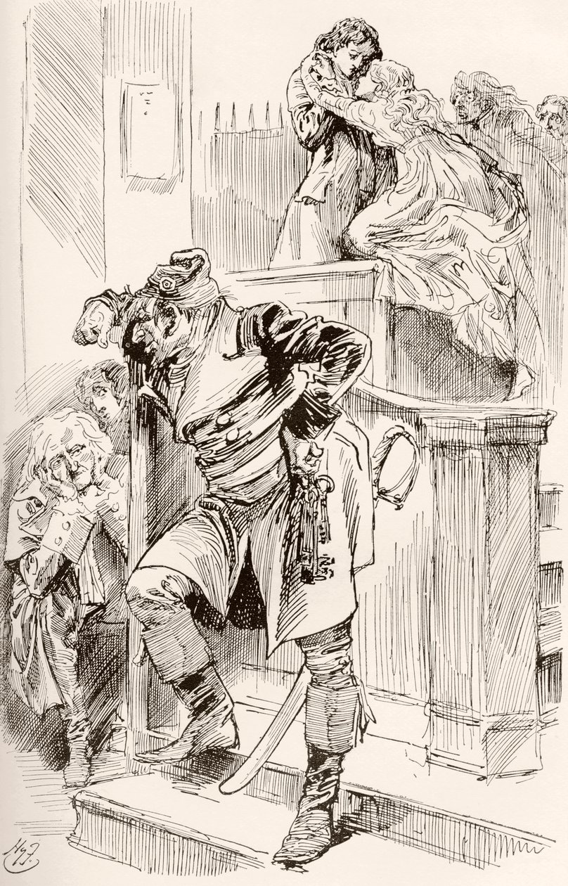 Ilustração para o romance de Charles Dickens Um Conto de duas cidades de Harry Furniss