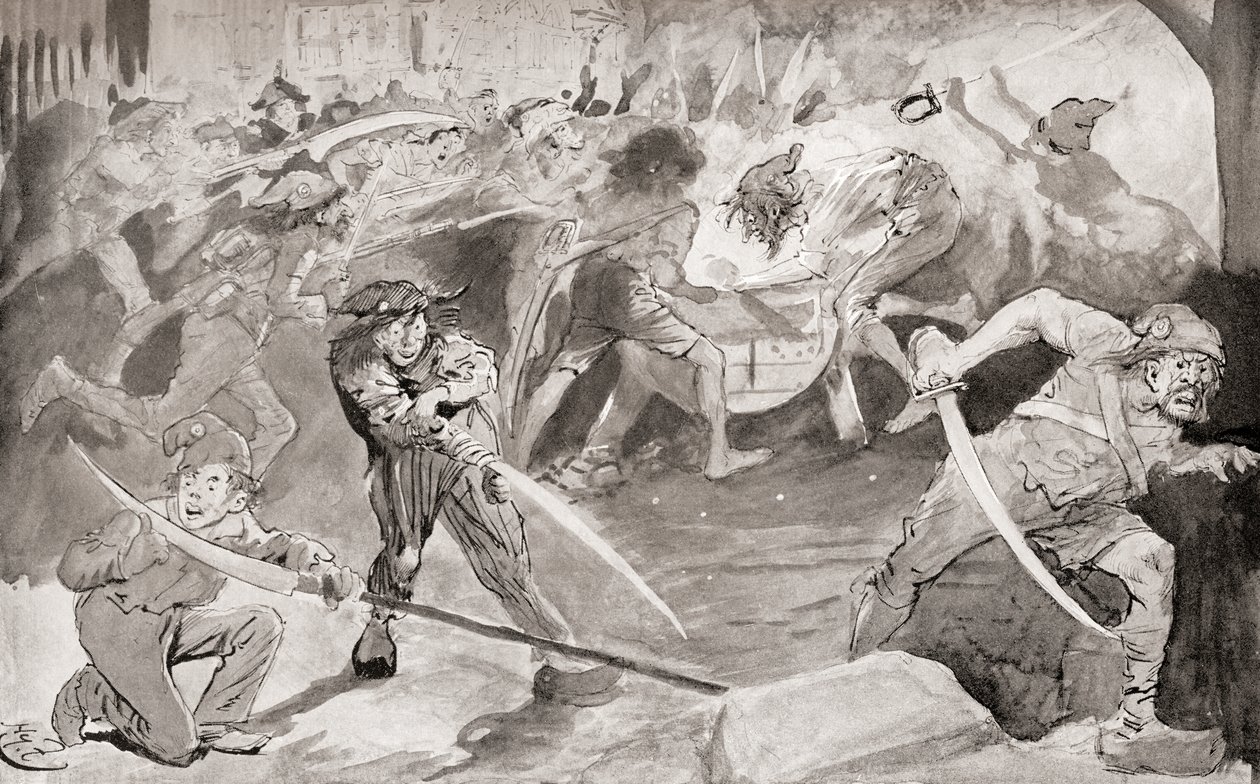 Ilustração para o romance de Charles Dickens Um Conto de duas cidades de Harry Furniss