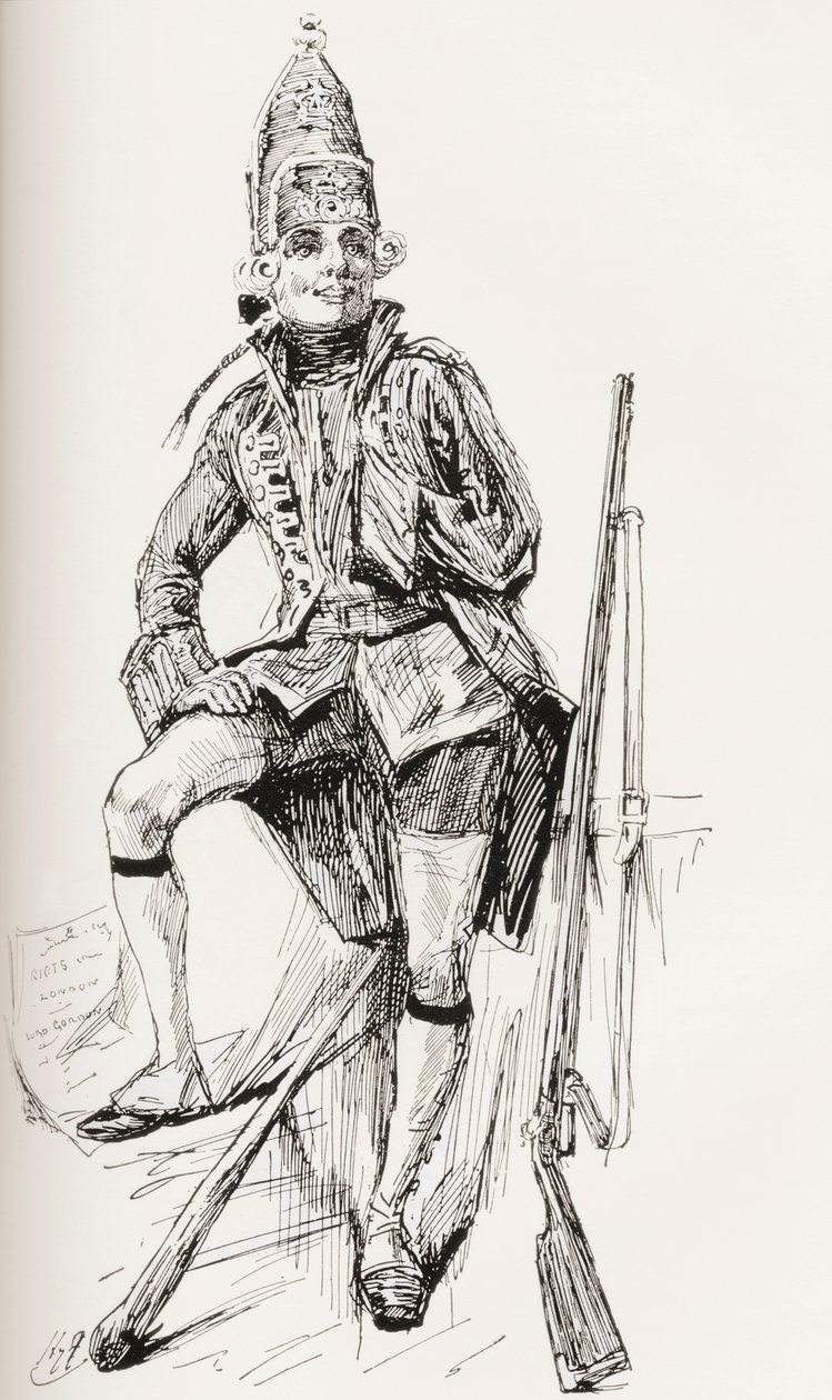 Ilustração do romance de Charles Dickens Barnaby Rudge de Harry Furniss