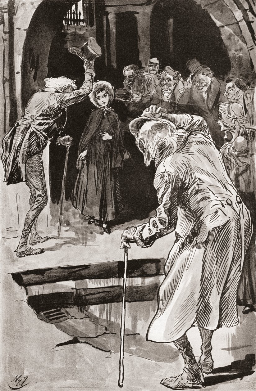 O pequeno Dorrit. Ilustração de Harry Furniss para o romance de Charles Dickens Little Dorrit, de The Testimonial Edition, publicado em 1910. de Harry Furniss