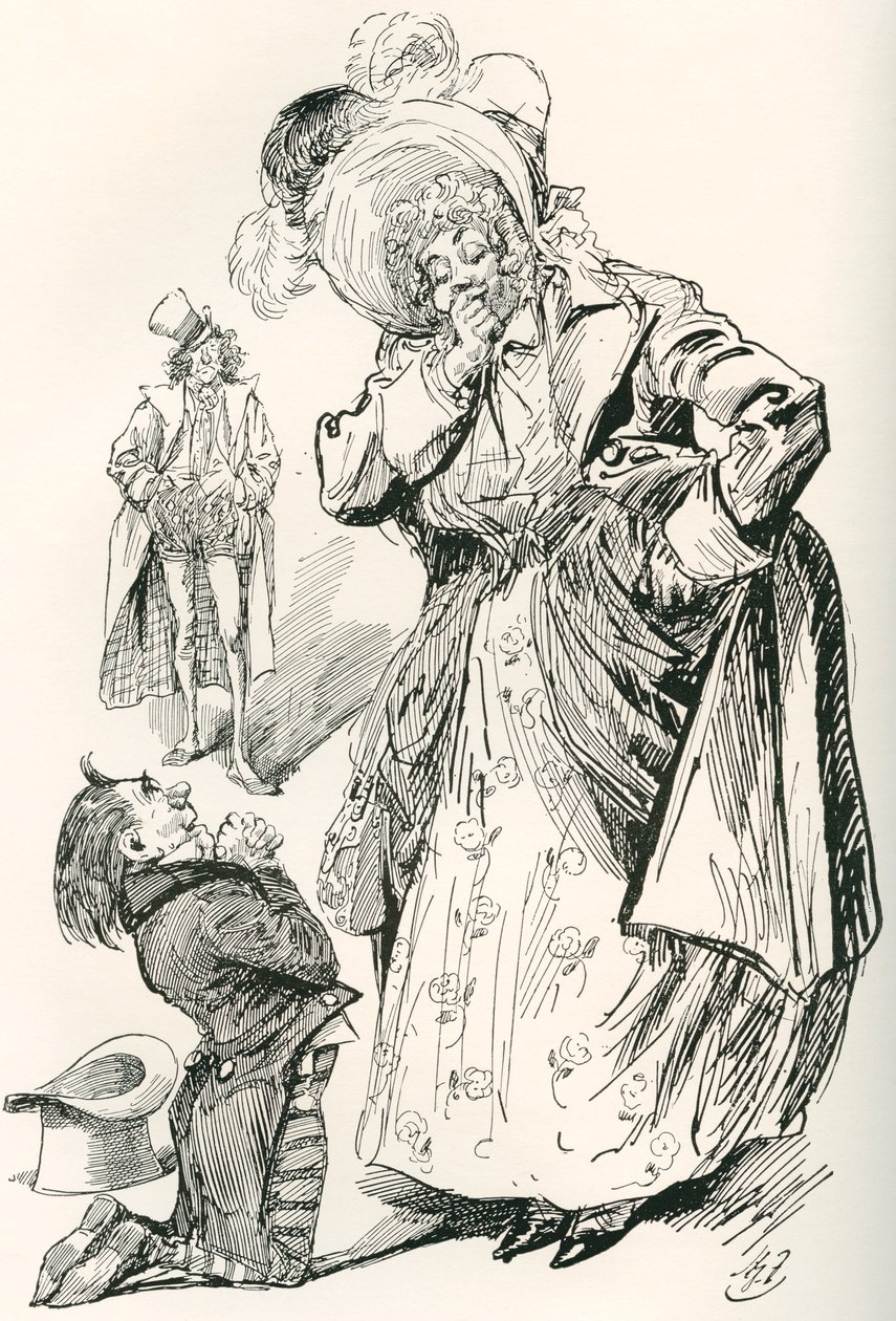Major Tpschoffki. Ilustração de Harry Furniss para uma história de Natal de Charles Dickens, Going Into Society, da The Testimonial Edition, publicada em 1910. de Harry Furniss
