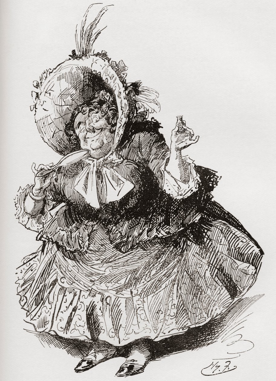 Menina Mowcher. Ilustração de Harry Furniss para o romance de Charles Dickens David Copperfield, de The Testimonial Edition, publicado em 1910. de Harry Furniss
