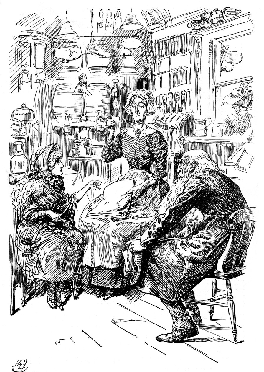 Sr. Riah e Miss Wren nos Seis Jolly Fellowship Porters, 1912 de Harry Furniss