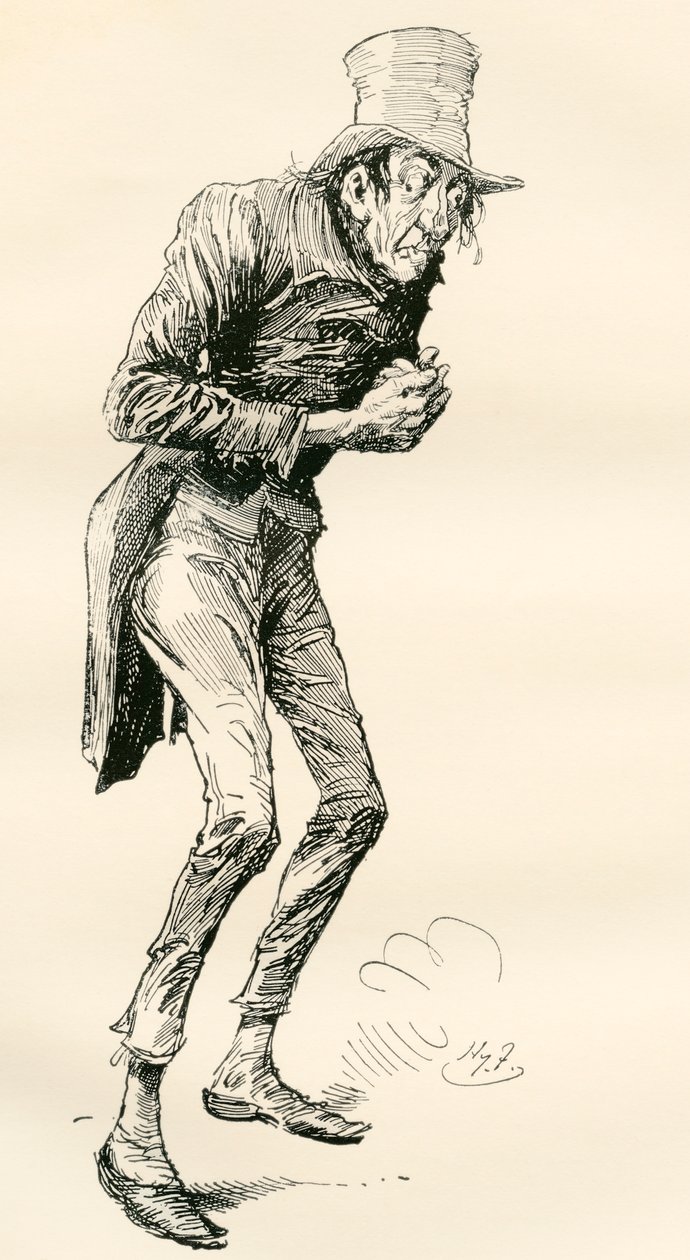 Newman Noggs. Ilustração de Harry Furniss para o romance de Charles Dickens Nicholas Nickleby, de The Testimonial Edition, publicado em 1910. de Harry Furniss