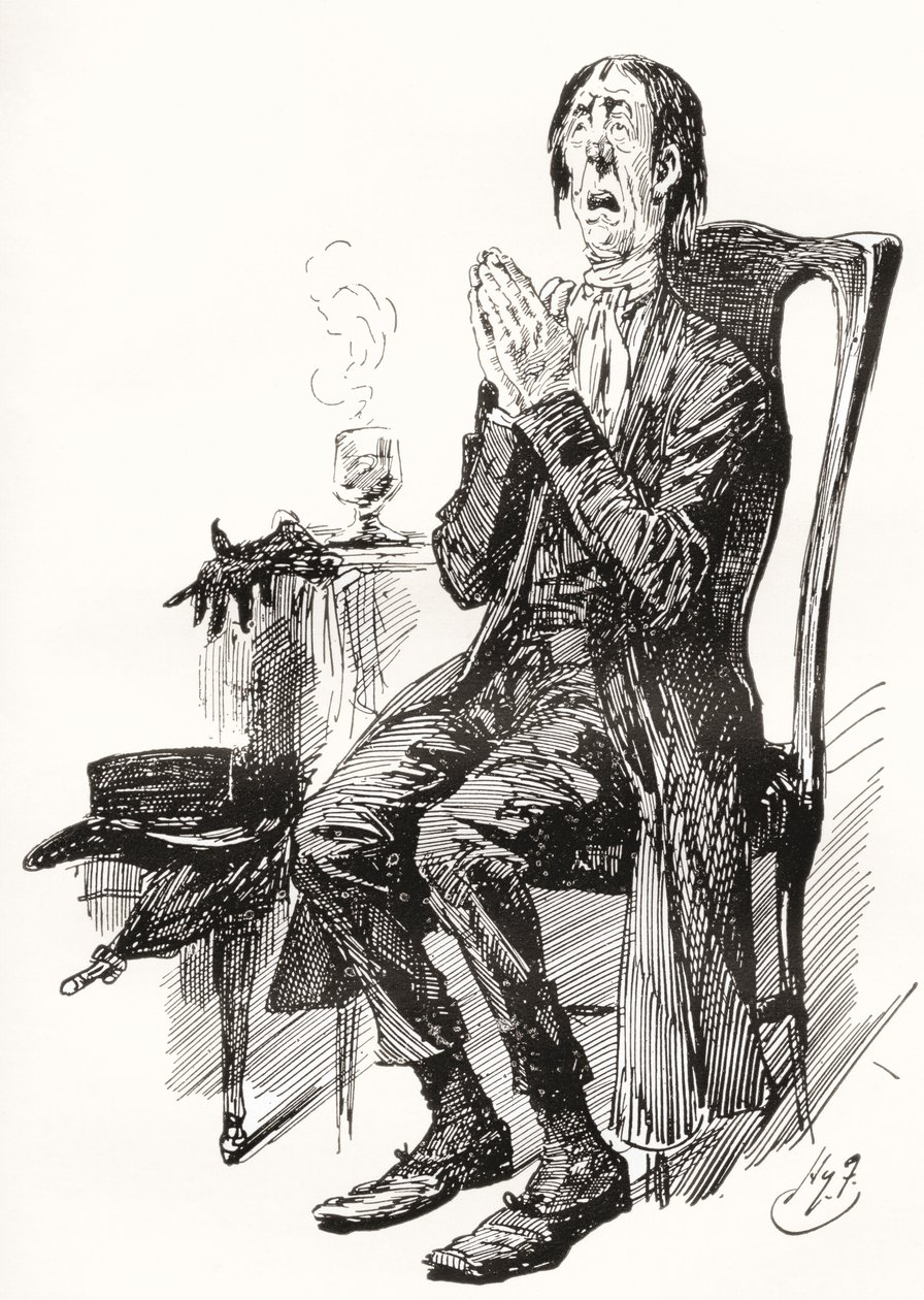 Stiggins. Ilustração de Harry Furniss para o romance de Charles Dickens The Pickwick Papers, de The Testimonial Edition, publicado em 1910. de Harry Furniss