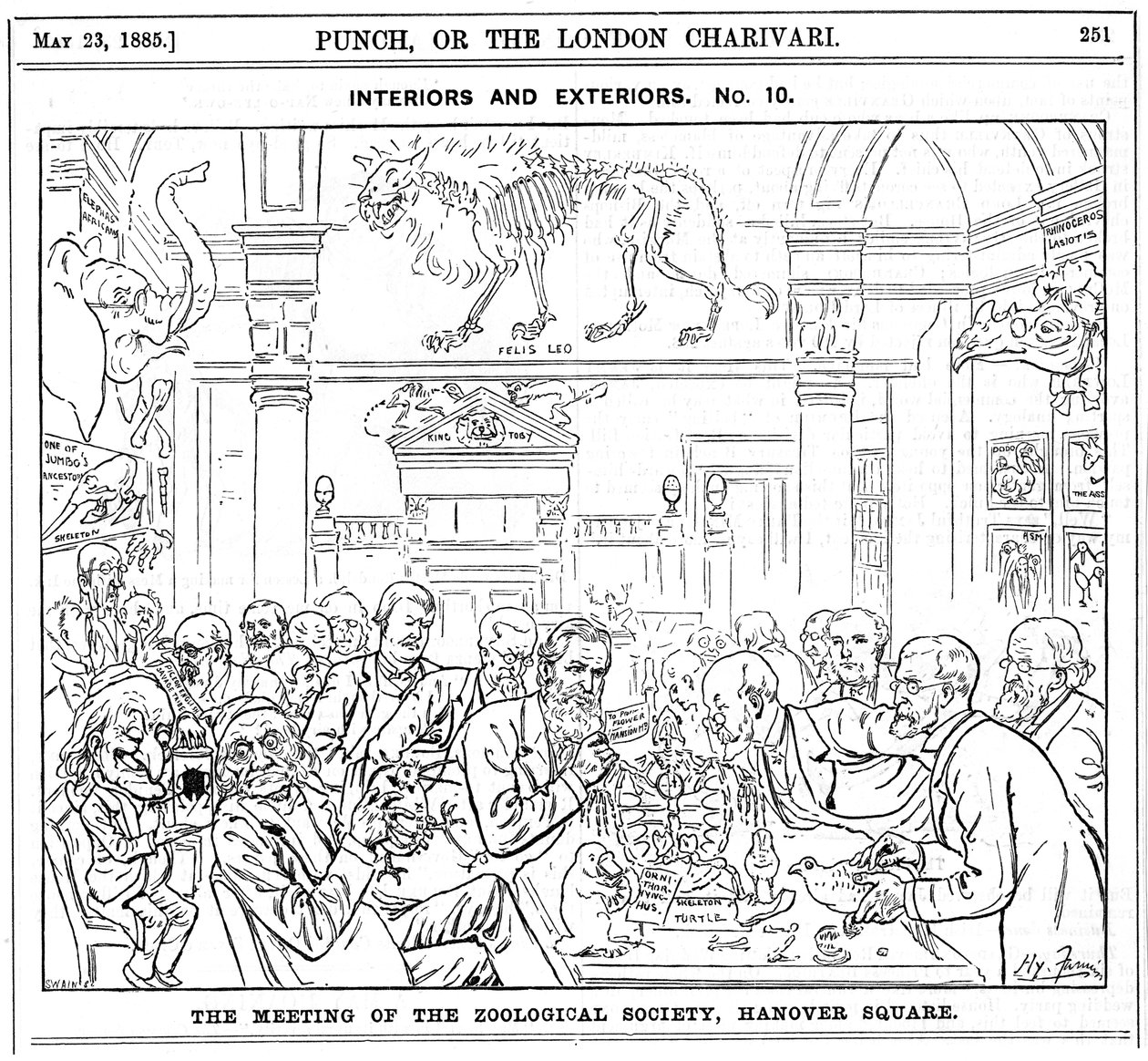 O encontro da Royal Zoological Society, Hanover Square, Londres, 1885 de Harry Furniss