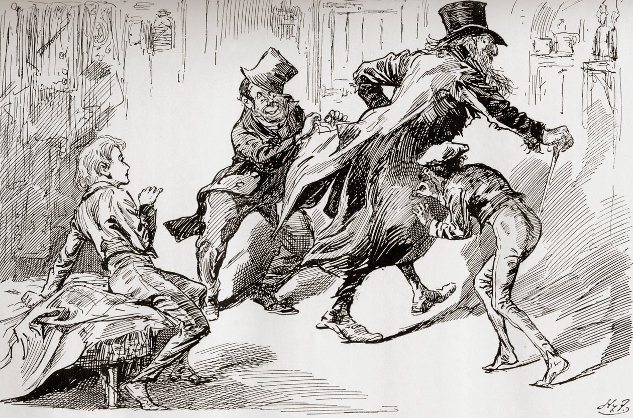 The Thieves Kitchen. Oliver é mostrado como é feito, ilustração por &39;Oliver Twist&39;, por Charles Dickens, de The Testimonial Edition, publicado em 1910 de Harry Furniss