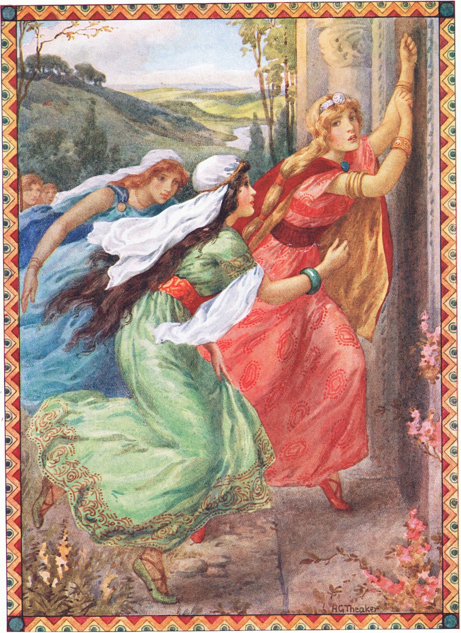 Emer chegou primeiro à porta (da secção dos Campeões) (litografia a cores) de Harry George Theaker