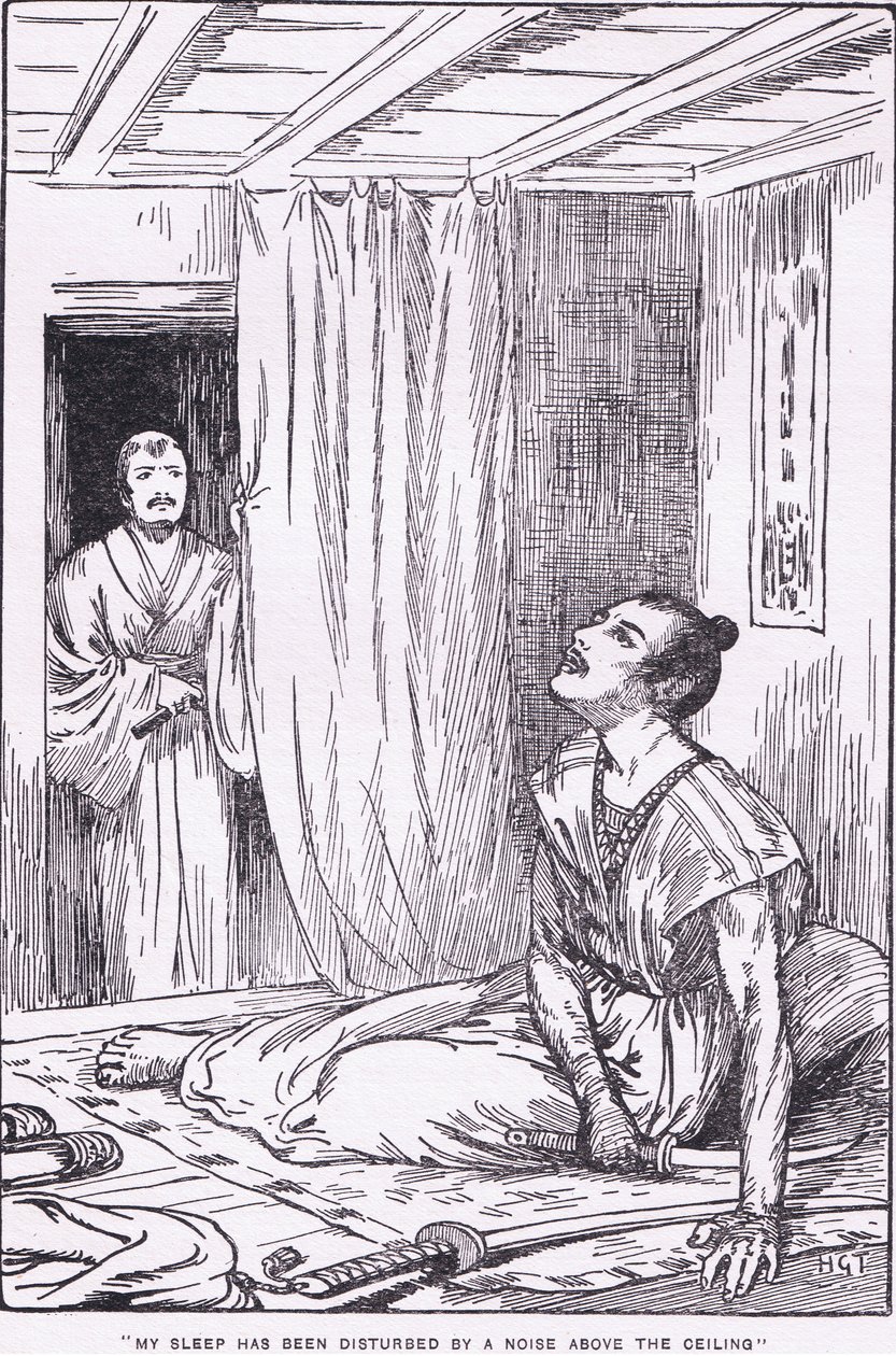 O seu sono foi perturbado por um ruído no teto (de More Stories from Raiko) (litografia) de Harry George Theaker