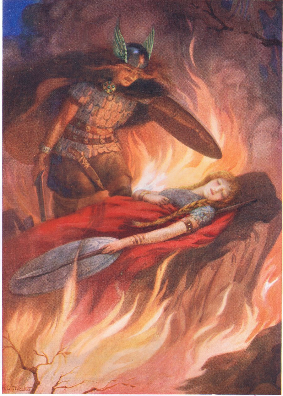 Sigurd e Brynhild" de "A Espada dos Volsungos" ilustrado em "Children