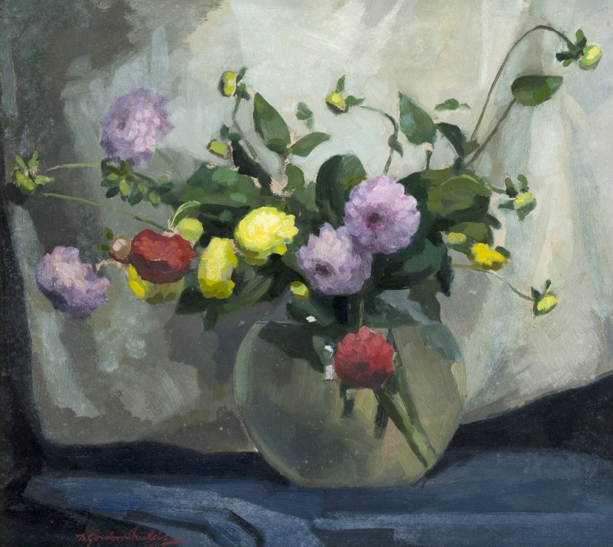 Ainda vida, dálias de Pompom de Harry Gordon Shields