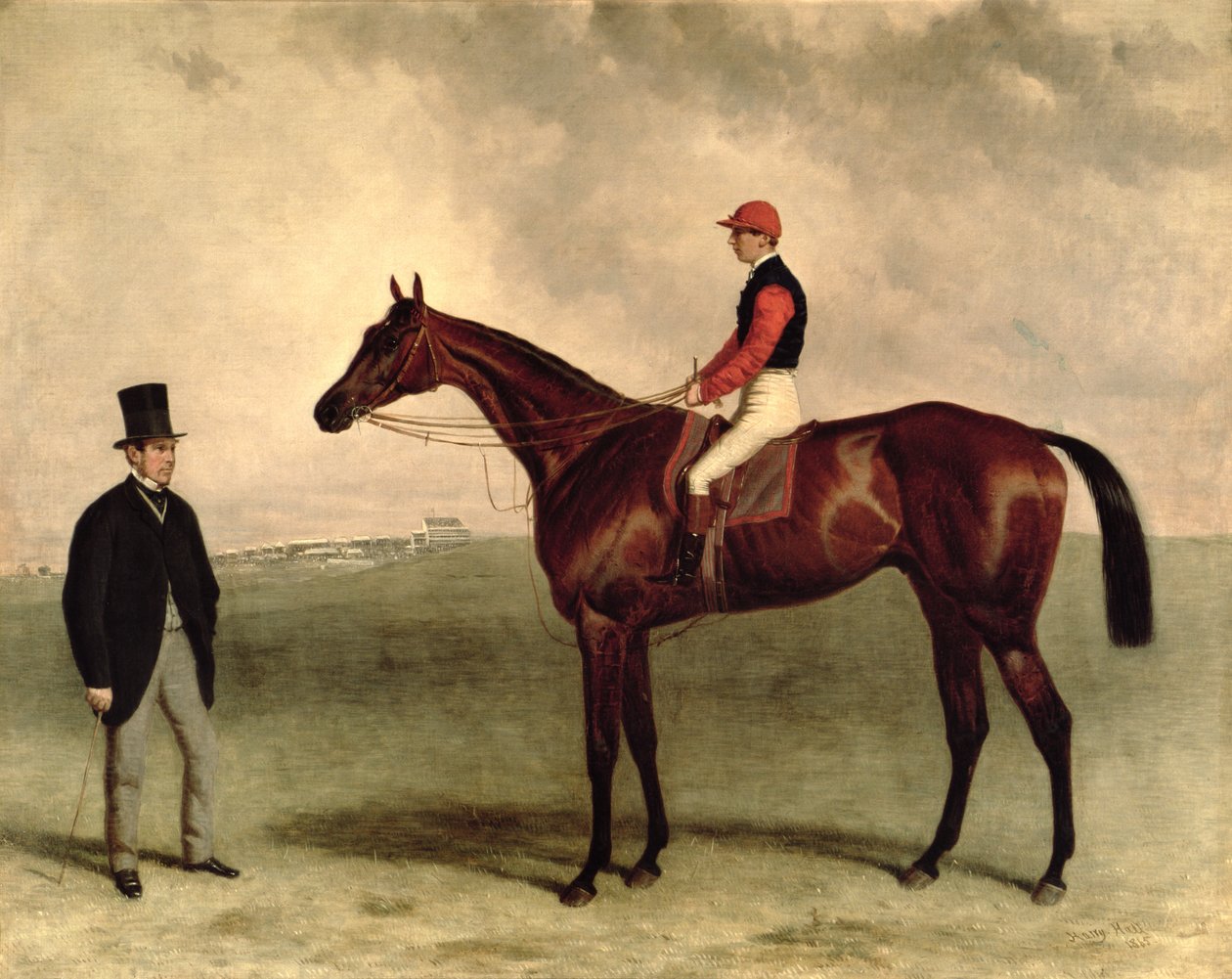 Gladiateur com Harry Grimshaw e seu dono, Conde Frederic de Lagrange, 1865 de Harry Hall