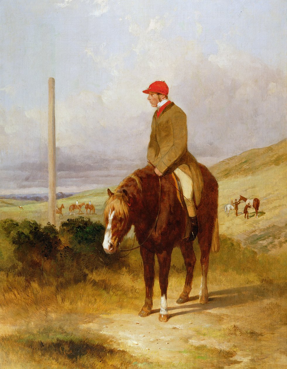 Nat Flatman (1810-60) em seu pônei antes do início do 1844 Chesterfield Stakes, 1844 de Harry Hall