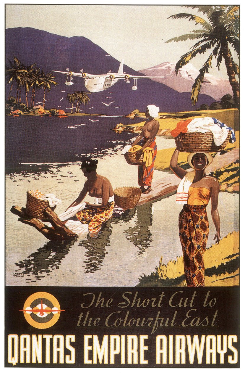 Anúncio Qantas empire airways, Postcard, c. 1950-1954 (cartaz) de Harry J. Weston