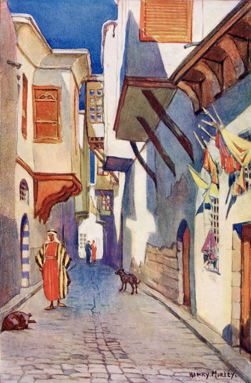 Uma rua em Damasco, Síria, c. 1910, de A Book of Modern Palestine de Richard Penlake pub. c.1910 de Harry Morley
