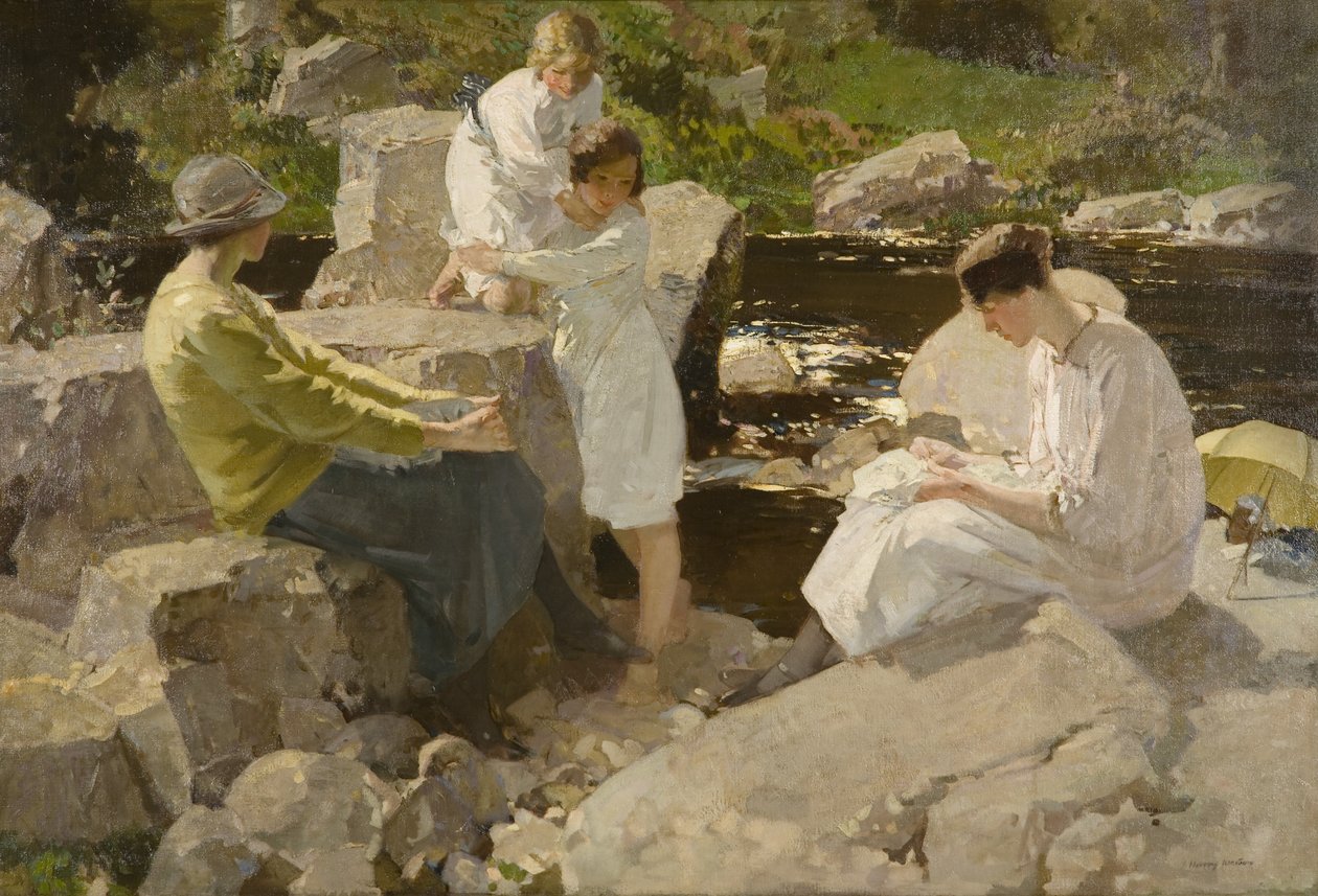 Férias, c.1920 (óleo sobre tela) de Harry Watson