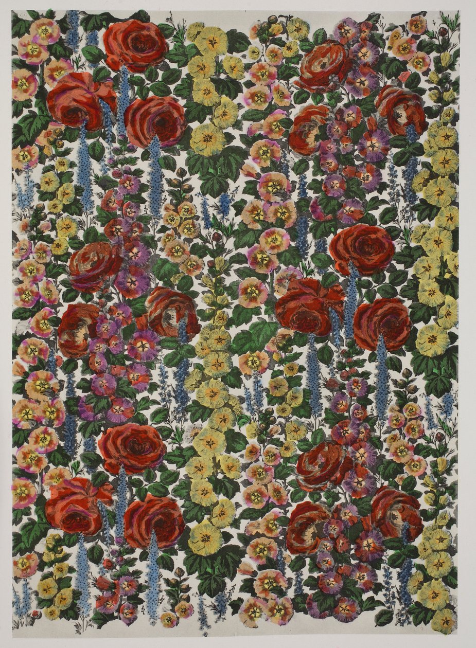 Hollyhocks e rosas, bar. 1933 de Harry Wearne