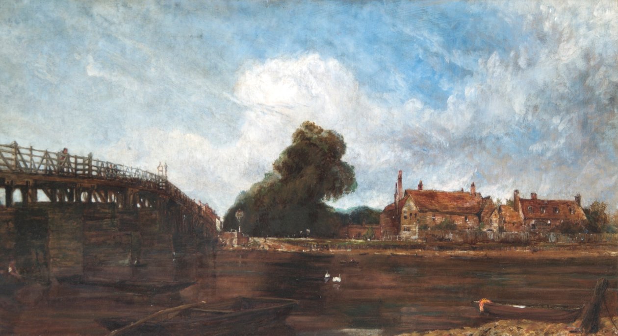 Old Hampton Court Bridge, c.1875 (aguarela sobre papel) de Harry Williams