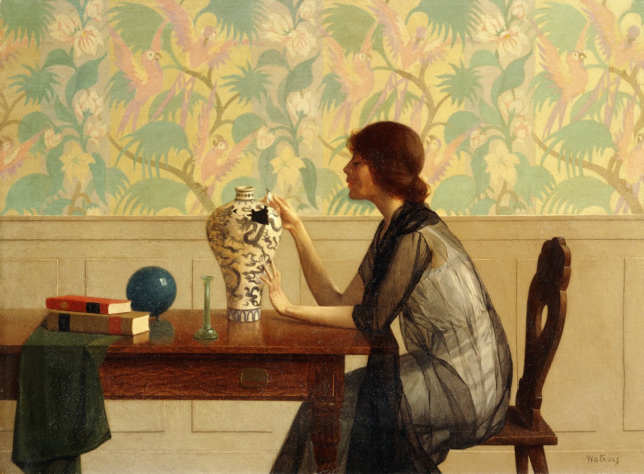The Broken Vase (óleo sobre tela) de Harry Wilson Watrous