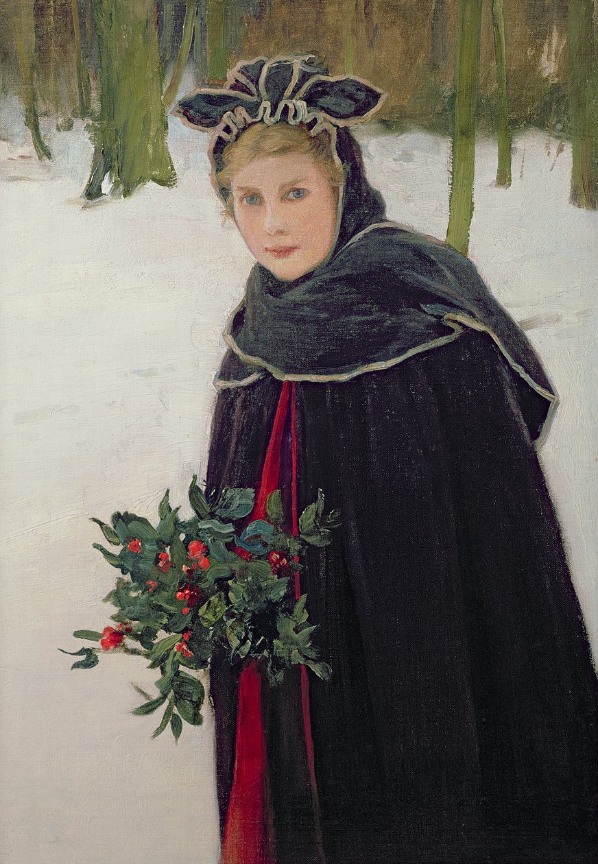 Inverno - Retrato de uma rapariga numa paisagem de Inverno de Harry van der Weyden