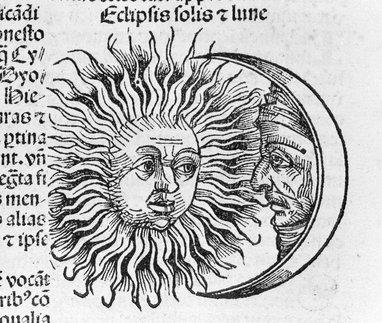 Eclipse descrito por Hartmann Schedel na Crónica de Nuremberga de Hartmann Schedel