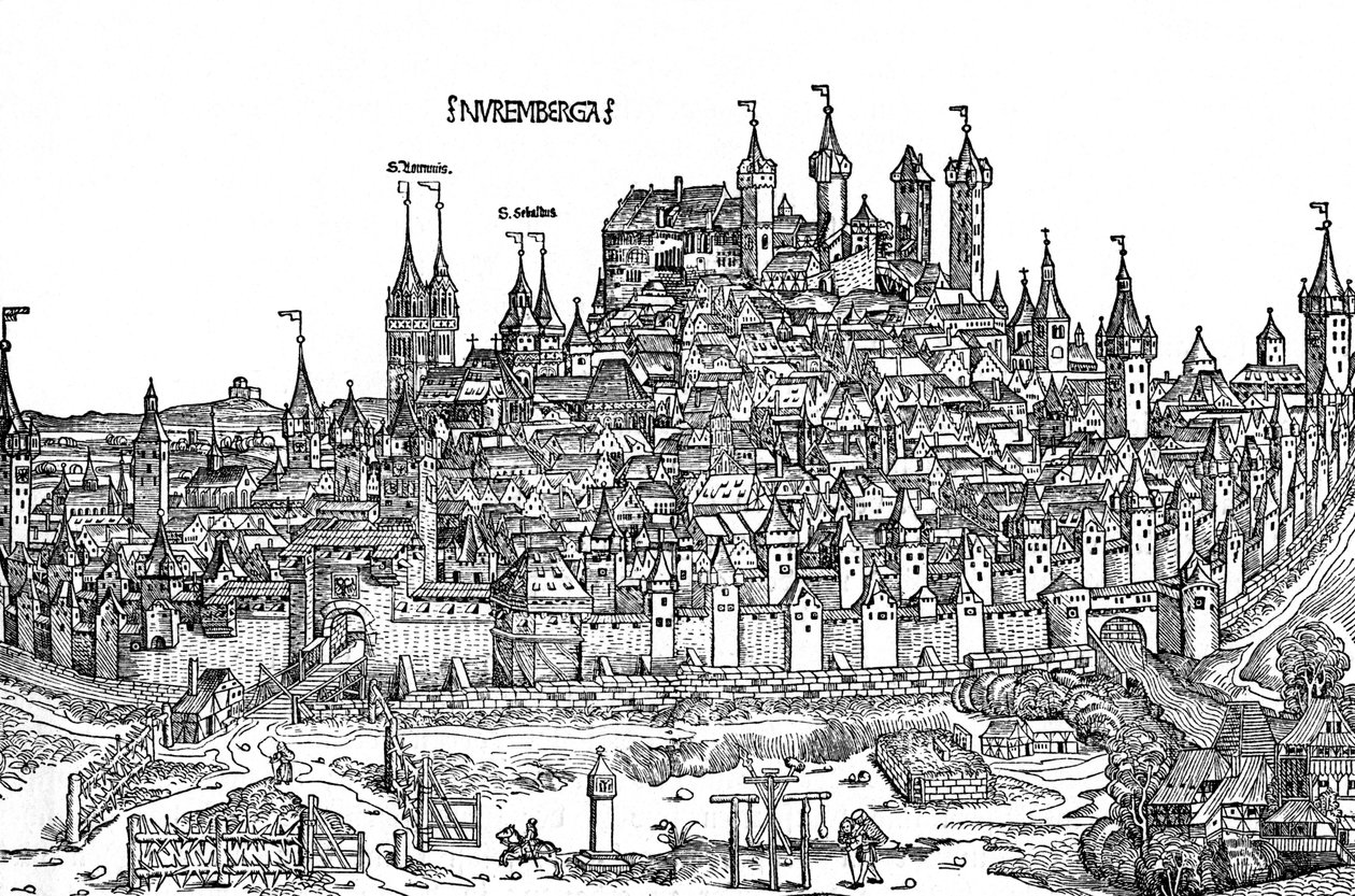 Vista de Nurnburg no século XV de Hartmann Schedel