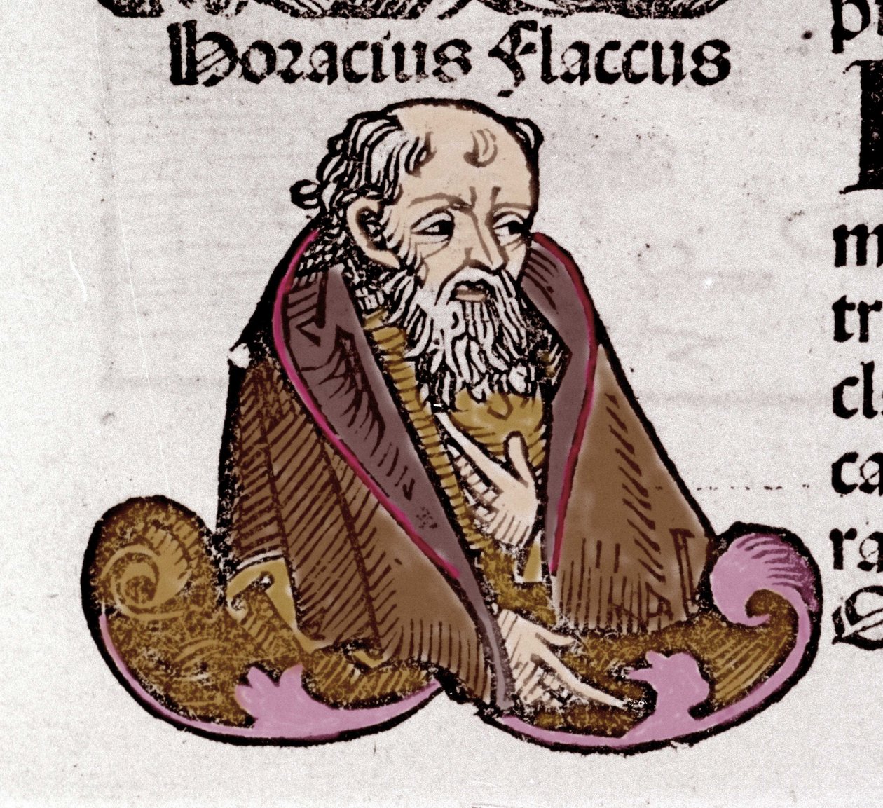 Retrato de Horace (Quintus Horatius Flaccus) (65-8 AC), poeta latino. Em "Liber Chronicarum", de Hartmann Schedel. 1497 de Hartmann Schedel
