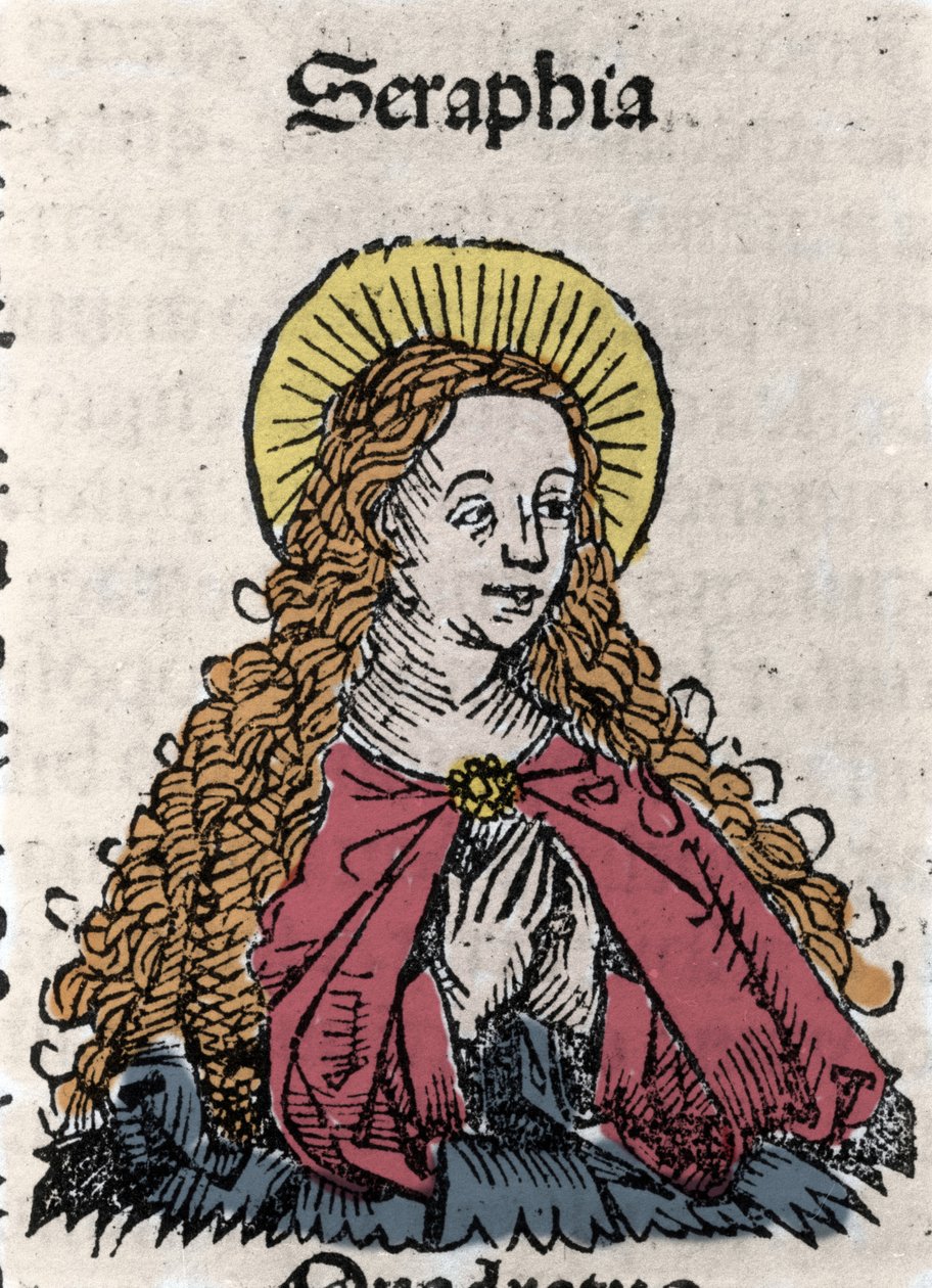 Retrato de Santa Serafia (Serapia) (Serafia da Síria), mártir cristã do século II. De "Crônicas de Nuremberg" de Hartmann Schedel de Hartmann Schedel