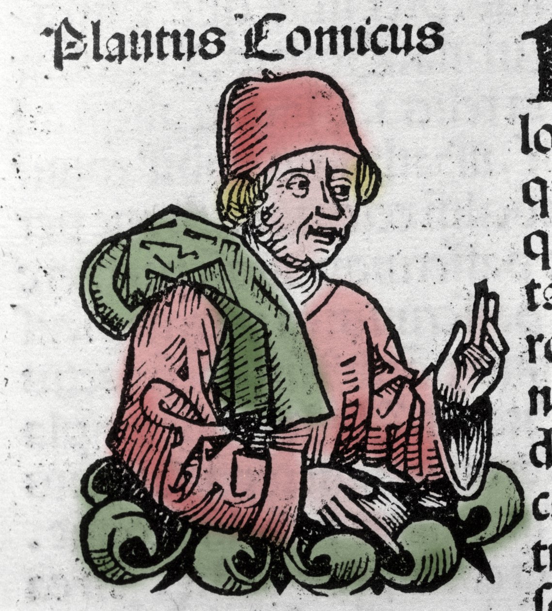 Retrato do autor de BD Plaute (Titus Maccius Plautus) (259/251-184 AC) Xilografia de "Chronicles of Nuremberg" de Hartmann Schedel de Hartmann Schedel