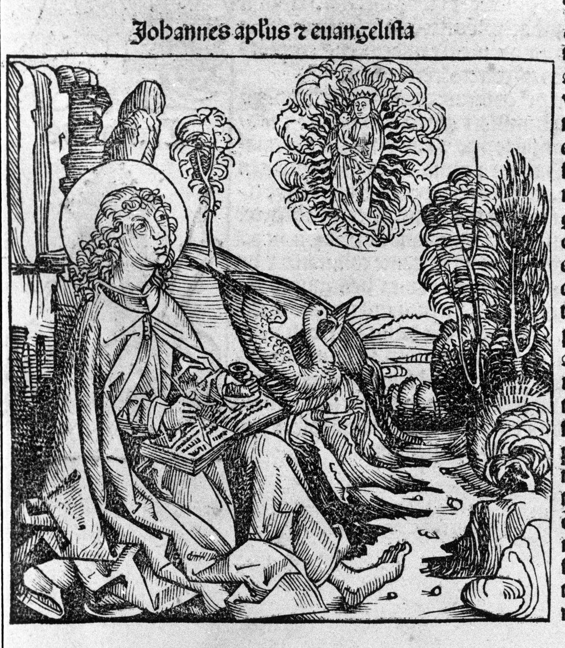 Representação do evangelista São João. Gravura de "Liber chronicarum" (Crónicas de Nuremberga) de Hartmann Schedel 1493 de Hartmann Schedel